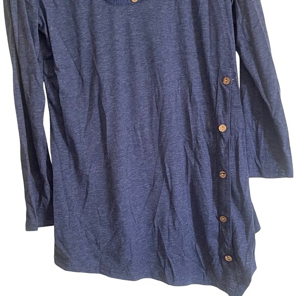 High Low Hem Autumn Button Detail Long Sleeve Tunic Casual Charming Basic Tops L - Picture 4 of 6